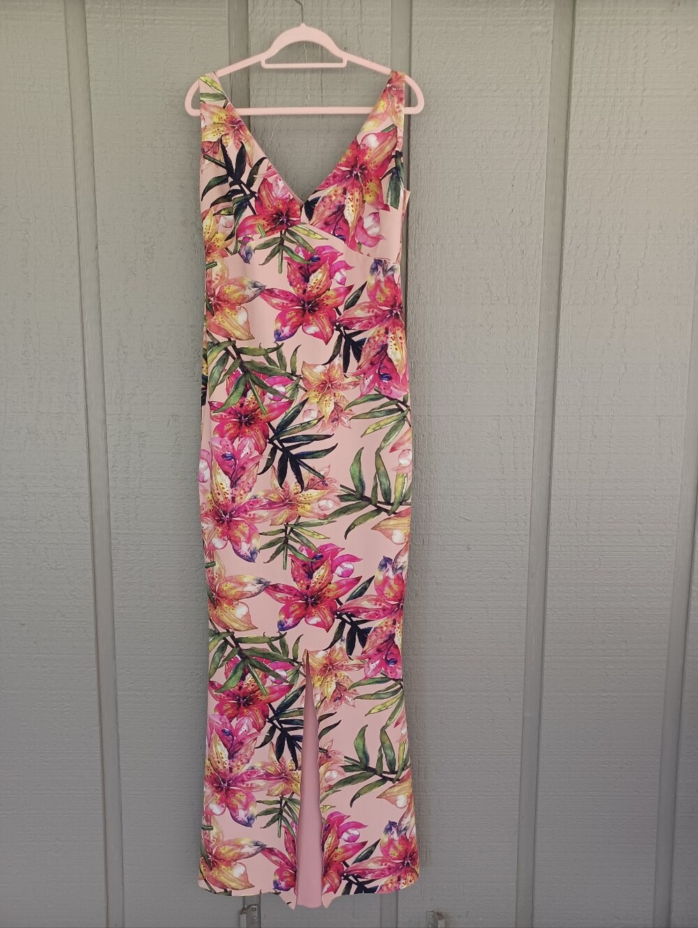 Chiara Boni La Petite Robe Floral Long Dress Size 50 US 14 V Neck Wedding Guest